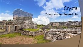  Presentation with archaeological - Presentation enhanced with archaeological ruins of tulum background and a light blue colored foreground