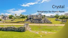  Presentation with archaeological - Beautiful PPT layouts featuring mayan ruins of tulum tulum archaeological site mexico backdrop and a light blue colored foreground