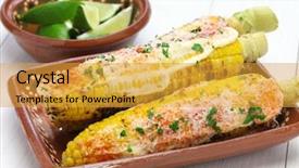  Presentation with corn cob - Amazing presentation design having mexican grilled corn elote backdrop and a gold colored foreground