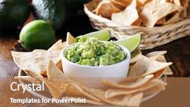  Presentation with tortilla - Slides consisting of mexican guacamole and tortilla chips background and a coral colored foreground