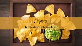  Presentation with mexican nachos tortilla chips - Audience pleasing PPT theme consisting of mexican guacamole dip and nachos tortilla chips backdrop and a gold colored foreground