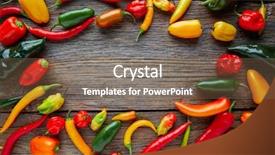  Presentation with jalapeno - Cool new theme with mexican hot chili peppers colorful mix habanero poblano serrano jalapeno on wood backdrop and a violet colored foreground