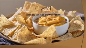  Presentation with dip - Slide deck enhanced with mexican-hot-queso-cheese-dip background and a coral colored foreground