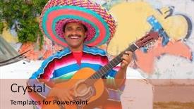 Presentation with mexican - Cool new PPT layouts with mexican humor man smiling playing backdrop and a coral colored foreground