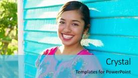  Presentation with mayan - Slides having mexican latin woman with mayan background and a cyan colored foreground