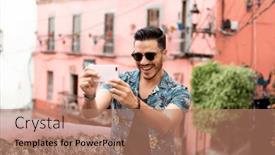  Presentation with mexican - Presentation theme enhanced with mexican-man-visiting-colorful-guanajuato background and a coral colored foreground