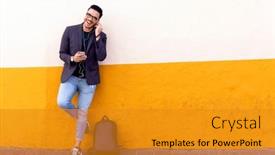  Presentation with mexican - Presentation featuring mexican-man-visiting-colorful-guanajuato background and a gold colored foreground