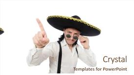  Presentation with mexican - Presentation theme featuring mexican man wearing sombrero isolated background and a sky blue colored foreground