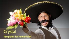  Presentation with mexican - Presentation design enhanced with mexican man wears sombrero isolated background and a tawny brown colored foreground