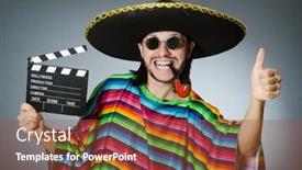  Presentation with mexican - PPT layouts consisting of mexican man with movie board background and a tawny brown colored foreground