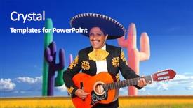  Presentation with mariachi - PPT theme consisting of mexican mariachi charro singing playing background and a royal blue colored foreground