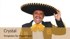  Presentation with music mariachi - Slide deck consisting of mexican music - charro mariachi man portrait shouting background and a gold colored foreground