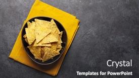  Presentation with nachos - Amazing slide deck having mexican-nachos-chips-top-view backdrop and a dark gray colored foreground