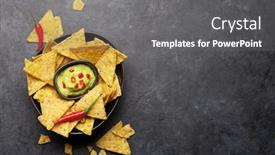  Presentation with nachos - PPT layouts consisting of mexican-nachos-chips-with-guacamole background and a gray colored foreground