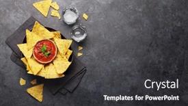  Presentation with tequila - Colorful PPT layouts enhanced with mexican-nachos-chips-with-salsa backdrop and a dark gray colored foreground