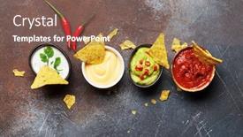  Presentation with salsa guacamole - Amazing slide set having mexican-nachos-chips-with-various backdrop and a violet colored foreground