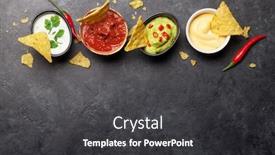  Presentation with salsa guacamole - Theme having mexican-nachos-chips-with-various background and a dark gray colored foreground