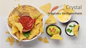  Presentation with salsa guacamole - Amazing PPT theme having mexican-nachos-chips-with-various backdrop and a lemonade colored foreground