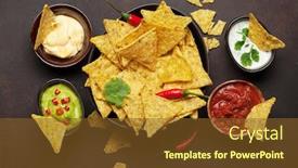  Presentation with salsa guacamole - Beautiful slide deck featuring mexican-nachos-chips-with-various backdrop and a tawny brown colored foreground
