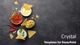  Presentation with salsa guacamole - PPT layouts with mexican-nachos-chips-with-various background and a dark gray colored foreground