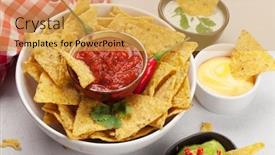  Presentation with salsa guacamole - PPT theme featuring mexican-nachos-chips-with-various background and a yellow colored foreground