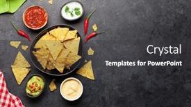 Presentation with salsa guacamole - Cool new slide deck with mexican-nachos-chips-with-various backdrop and a dark gray colored foreground