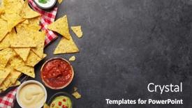  Presentation with salsa guacamole - PPT theme featuring mexican-nachos-chips-with-various background and a dark gray colored foreground