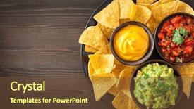  Presentation with salsa guacamole - Amazing theme having mexican nachos tortilla chips backdrop and a tawny brown colored foreground