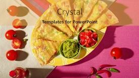  Presentation with chilli - Theme with mexican-quesadilla-with-guacamole-tomatoes background and a yellow colored foreground