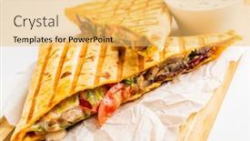  Presentation with mexican - Beautiful theme featuring mexican-quesadilla-with-meat-pepper backdrop and a yellow colored foreground