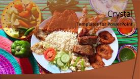  Presentation with tequila - Audience pleasing PPT theme consisting of mexican restaurant - assorted grilled seafood in mexico backdrop and a red colored foreground