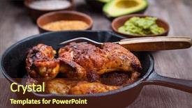  Presentation with grilled chicken - Cool new PPT layouts with mexican restaurant - grilled chicken legs and wings backdrop and a tawny brown colored foreground