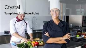  Presentation with mexican restaurant - Colorful presentation theme enhanced with mexican restaurant - two latin chefs in kitchen backdrop and a light gray colored foreground