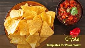  Presentation with mexican nachos tortilla chips - Audience pleasing presentation design consisting of mexican salsa dip and nachos backdrop and a  colored foreground