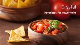  Presentation with mexican nachos tortilla chips - Cool new slide set with mexican salsa dip and nachos tortilla chips backdrop and a tawny brown colored foreground