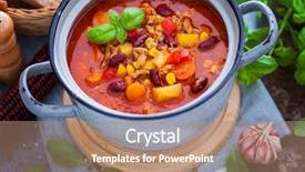  Presentation with mexican chili - Beautiful PPT layouts featuring mexican soup like chili con backdrop and a coral colored foreground