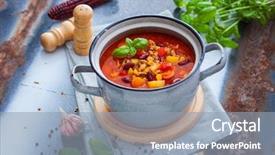  Presentation with mexican chili - Slide deck with mexican soup like chili con background and a light blue colored foreground