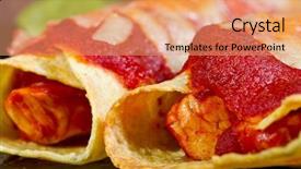  Presentation with mexican - Slides having mexican style enchiladas dish background and a coral colored foreground