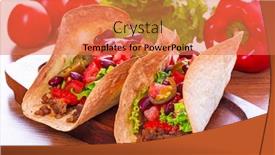  Presentation with tacos - PPT theme with mexican tacos in tortilla shells with fresh vegetables background and a coral colored foreground