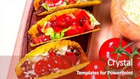  Presentation with tacos - Amazing presentation having mexican tacos in tortilla shells with fresh vegetables backdrop and a crimson colored foreground