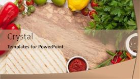  Presentation with mexican cooking - PPT theme having mexican tacos with meat and vegetables cooking and ingredients background and a lemonade colored foreground