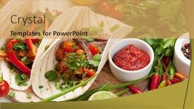  Presentation with tacos - Beautiful slides featuring mexican tacos with meat and vegetables spices and ingredients backdrop and a yellow colored foreground