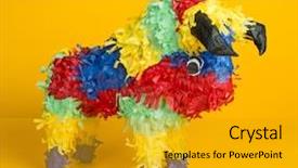  Presentation with fiesta - Colorful theme enhanced with mexican torro pinata a yellow backdrop and a gold colored foreground
