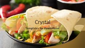  Presentation with tortilla - Slide set having mexican tortilla wrap with chicken background and a yellow colored foreground