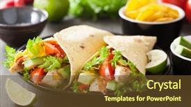  Presentation with mexican nachos tortilla chips - Audience pleasing PPT layouts consisting of mexican tortilla wrap with chicken backdrop and a tawny brown colored foreground