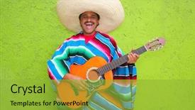  Presentation with mexican - PPT theme featuring mexican typical man playing guitar background and a yellow colored foreground