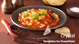  Presentation with veggie - Beautiful slides featuring mexican veggie chilli in plate backdrop and a tawny brown colored foreground