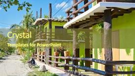  Presentation with examples street food - Audience pleasing theme consisting of mexican village - holbox island beach street backdrop and a tawny brown colored foreground