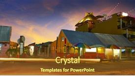  Presentation with caribbean lgbtq - PPT theme with mexican village - holbox island caribbean houses sunset background and a tawny brown colored foreground