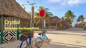  Presentation with island - PPT layouts having mexican village - holbox tropical island street background and a tawny brown colored foreground
